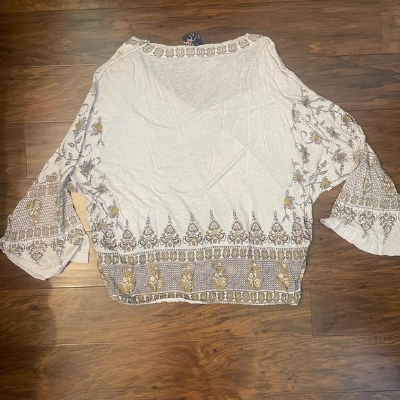 Free People Printed Bell Sleeve Top Size S - Picture 6 of 6